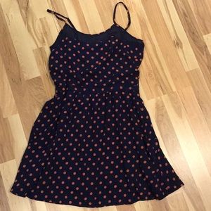 Navy & salmon polka dot dress